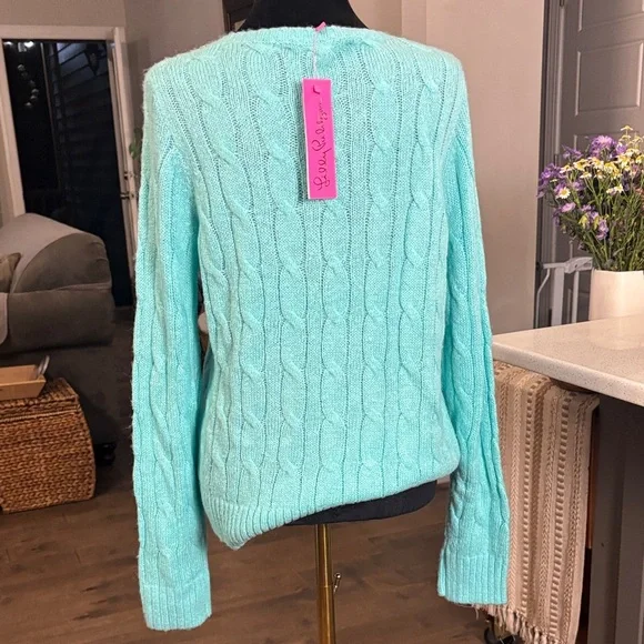 Lilly Pulitzer Turquoise Cable Knit Sweater - Picture 4 of 6